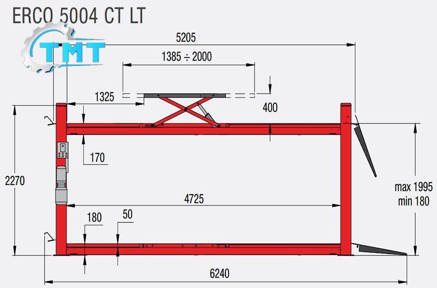 Cầu nâng 4 kiểm tra góc lái ERCO 5004CT LT, cau nang bon tru cho kiem tr goc lai ERCO 5004CT LT