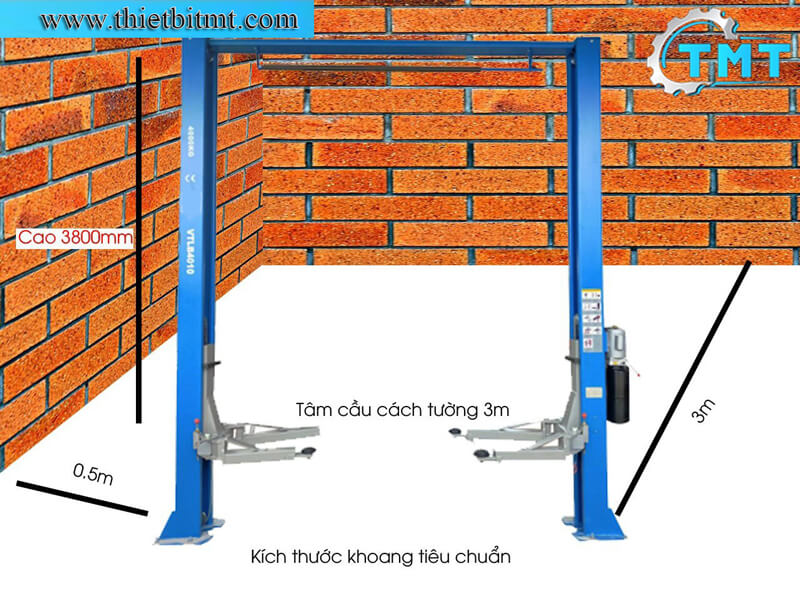 kích thước hố móng cầu nâng 2 trụ