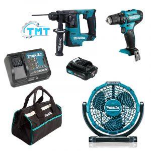 Makita Combo 3 – 2 Máy Khoan + Quạt + Pin + Sạc + Túi Dụng Cụ