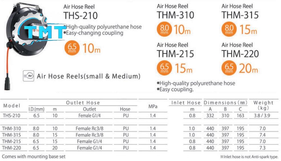 Cuộn dây với vỏ màu đen, THS-210, THM-315, THM-310, THM-215, hộp hơi, hộp dây khí