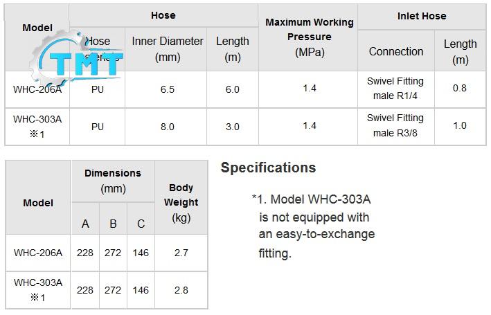 Cuộn ống hơi WHC-206A, cuộn dây tự rút WHC-206A