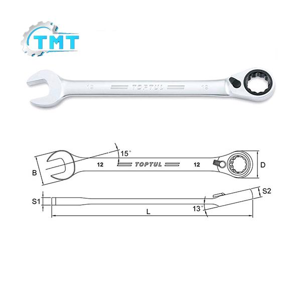 Cờ lê vòng miệng tự động 15° TOPTUL ABAF2727 Cờ lê vòng miệng tự động 15° TOPTUL ABAF2727