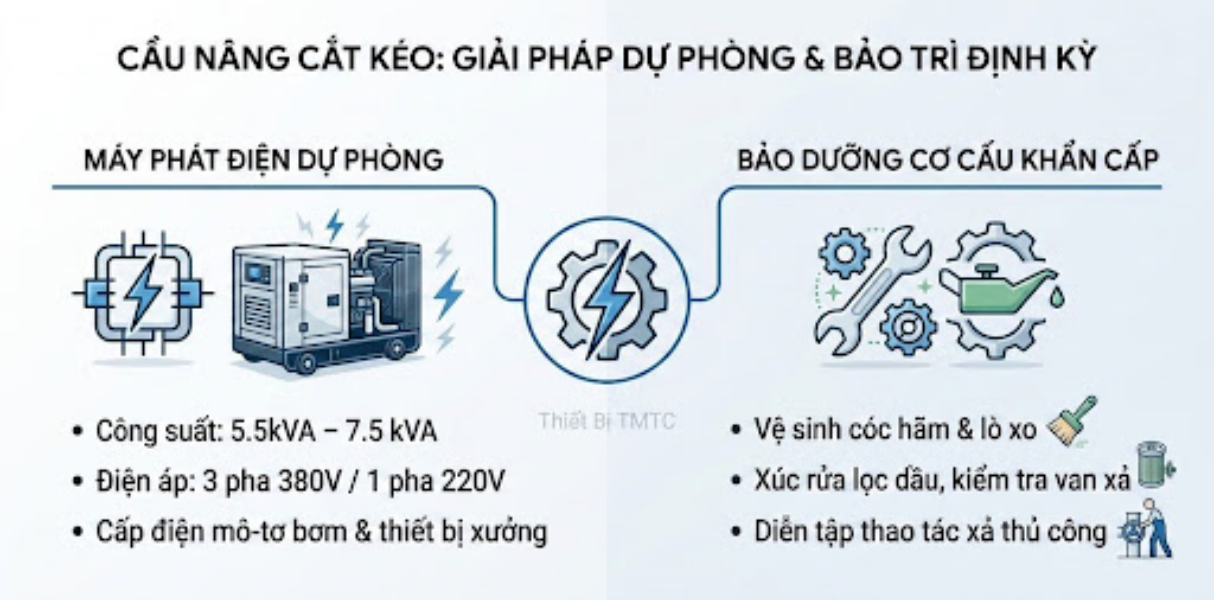 Hướng Dẫn Cách Hạ Cầu Nâng Cắt Kéo Khi Mất Điện An Toàn 3 Giải Pháp Dự Phòng & Khuyến Nghị Vận Hành Cho Gara Chuyên Nghiệp