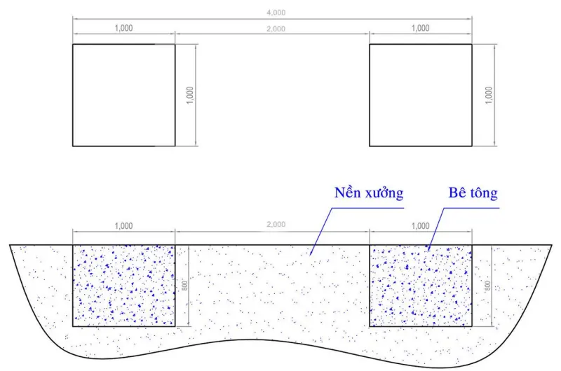Cách Làm Móng Cầu Nâng 2 Trụ Đúng Kỹ Thuật & An Toàn 3 Bản vẽ kỹ thuật làm móng cầu nâng 2 trụ chi tiết