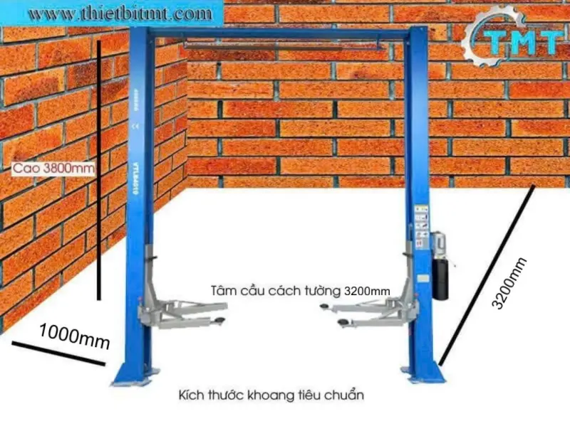 Cách Làm Móng Cầu Nâng 2 Trụ Đúng Kỹ Thuật & An Toàn 2 Kích thước thiết bị & Layout khoang sửa chữa