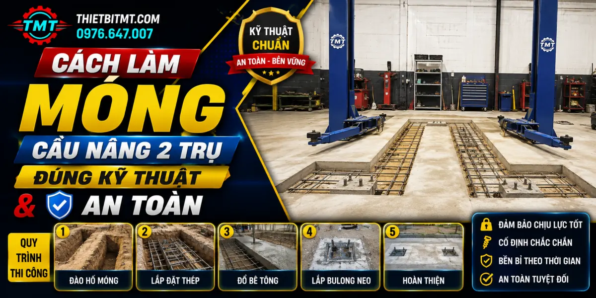 Cách Làm Móng Cầu Nâng 2 Trụ Đúng Kỹ Thuật & An Toàn