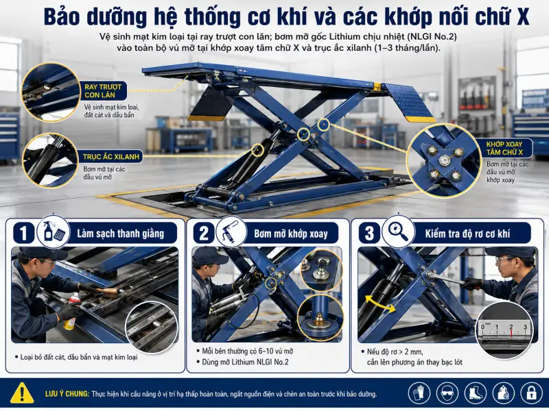 Quy Trình Bảo Dưỡng Cầu Nâng Cắt Kéo Chuẩn Kỹ Thuật Cho Garage Ô Tô 2 quy trình bảo dưỡng cầu nâng cắt kéo