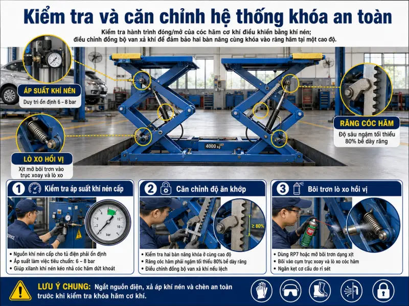 Quy Trình Bảo Dưỡng Cầu Nâng Cắt Kéo Chuẩn Kỹ Thuật Cho Garage Ô Tô 4 quy trình bảo dưỡng cầu nâng cắt kéo