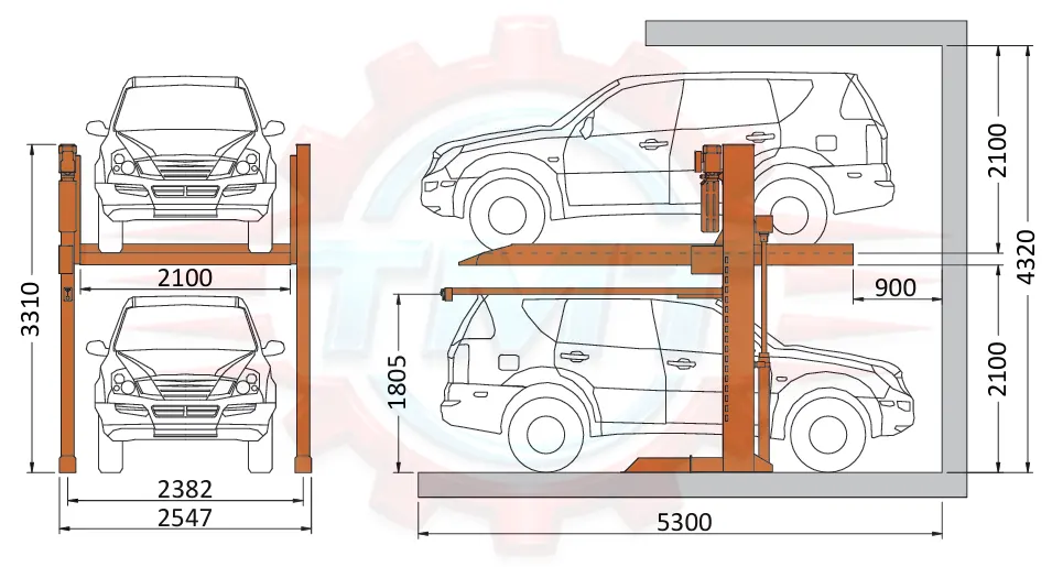 Cầu Nâng Đỗ Xe Hai Trụ Hydro-Park 1127|TMTC 11 Cầu nâng đỗ xe hai trụ Hydro-Park 1127