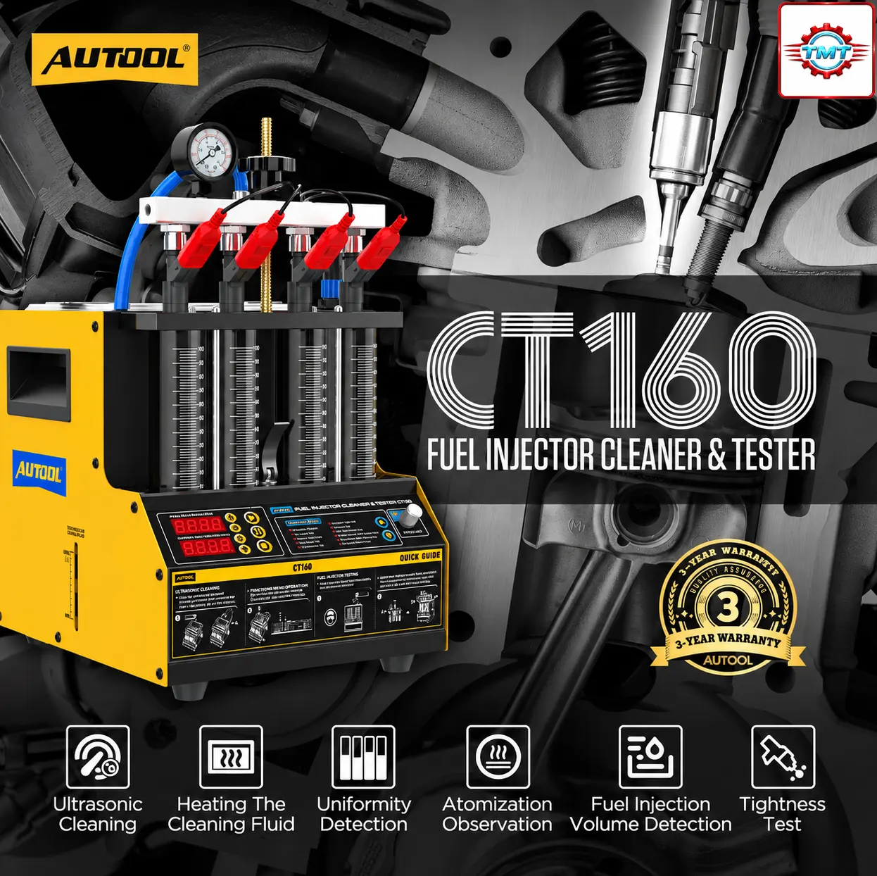 Máy Kiểm Tra Làm Sạch Kim Phun AUTOOL CT160|TMTC 9 Máy kiểm tra làm sạch kim phun AUTOOL CT160
