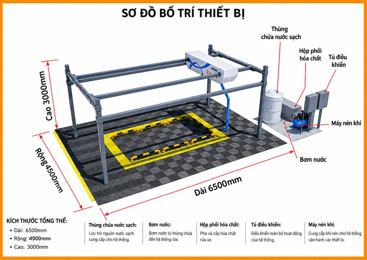 Máy Rửa Xe Không Chạm 360 Độ TMTC CW-300 STANDARD|TMTC 11 Máy Rửa Xe Tự Động Không Chạm 360 Độ TMTC CW-300 STANDARD